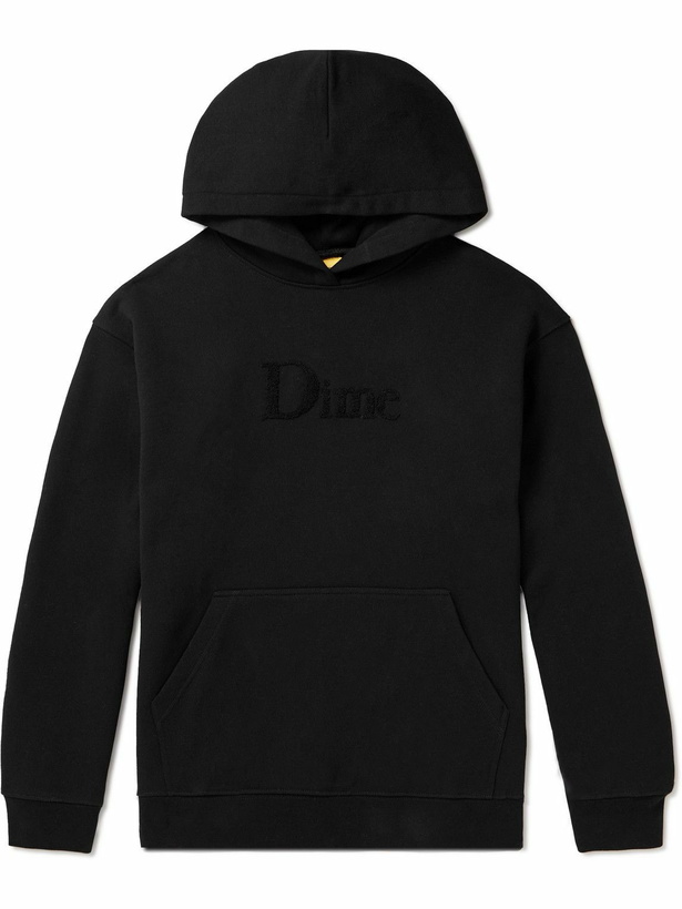 Photo: DIME - Logo-Flocked Cotton-Jersey Hoodie - Black