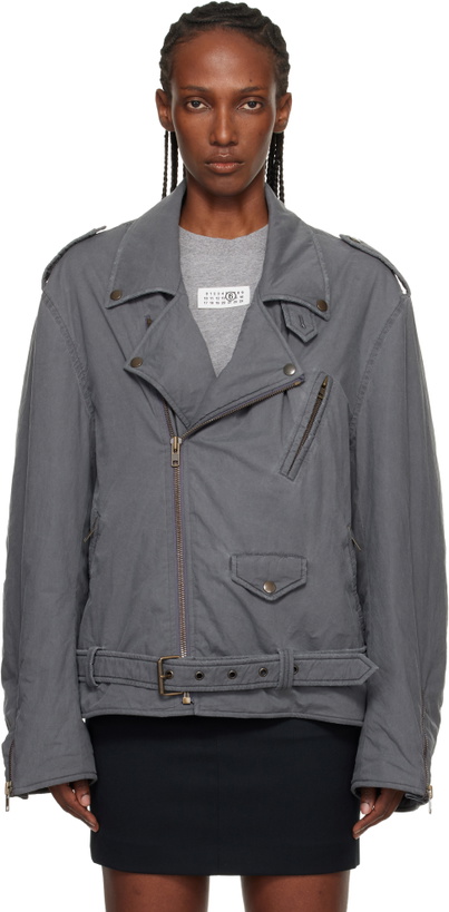 Photo: MM6 Maison Margiela Gray Washed Cotton Sports Jacket
