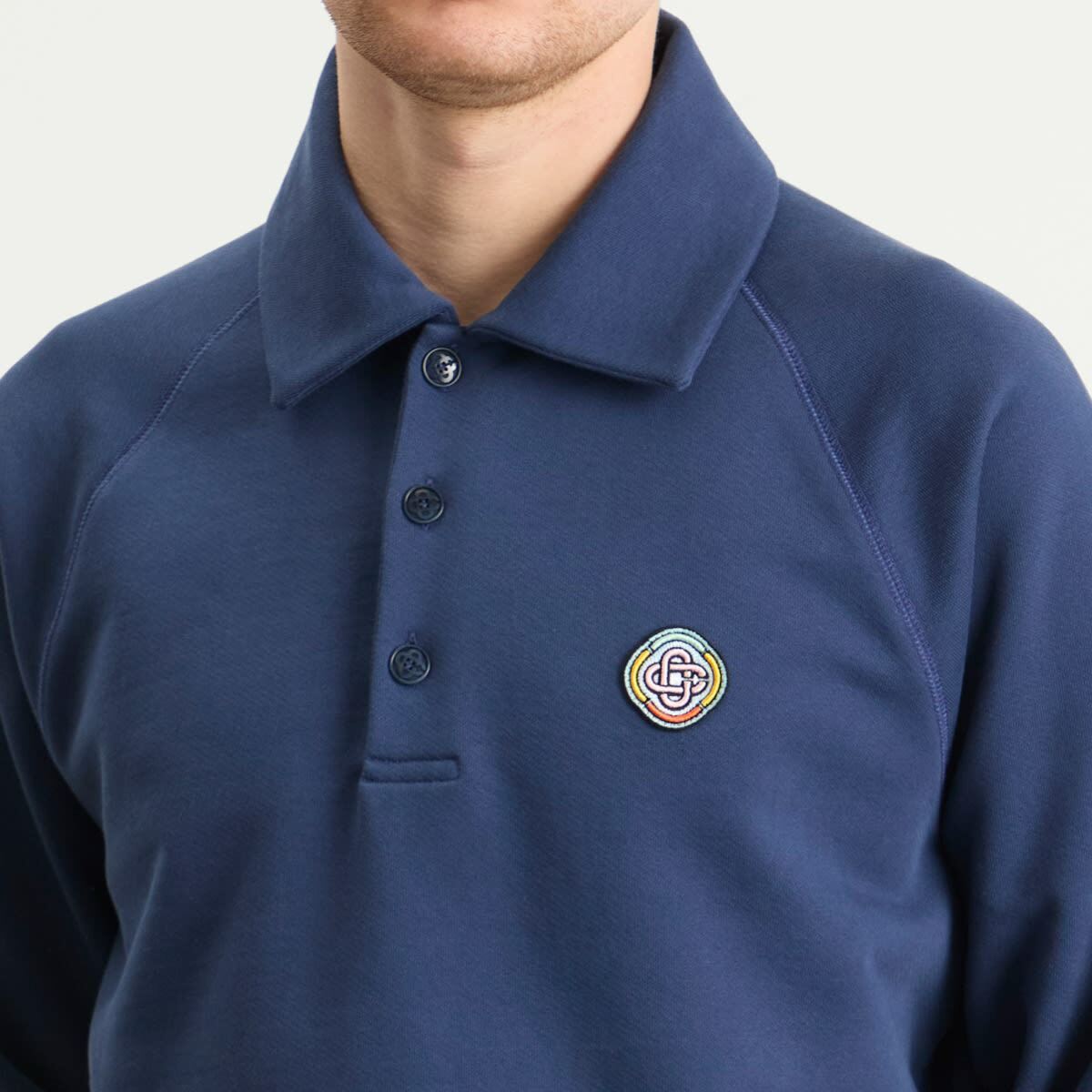 Casablanca Men's Navy Loopback Collar Sweatshirt in Dress Blue