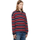 Rhude Red & Navy Fontaine Striped Long Sleeve Polo