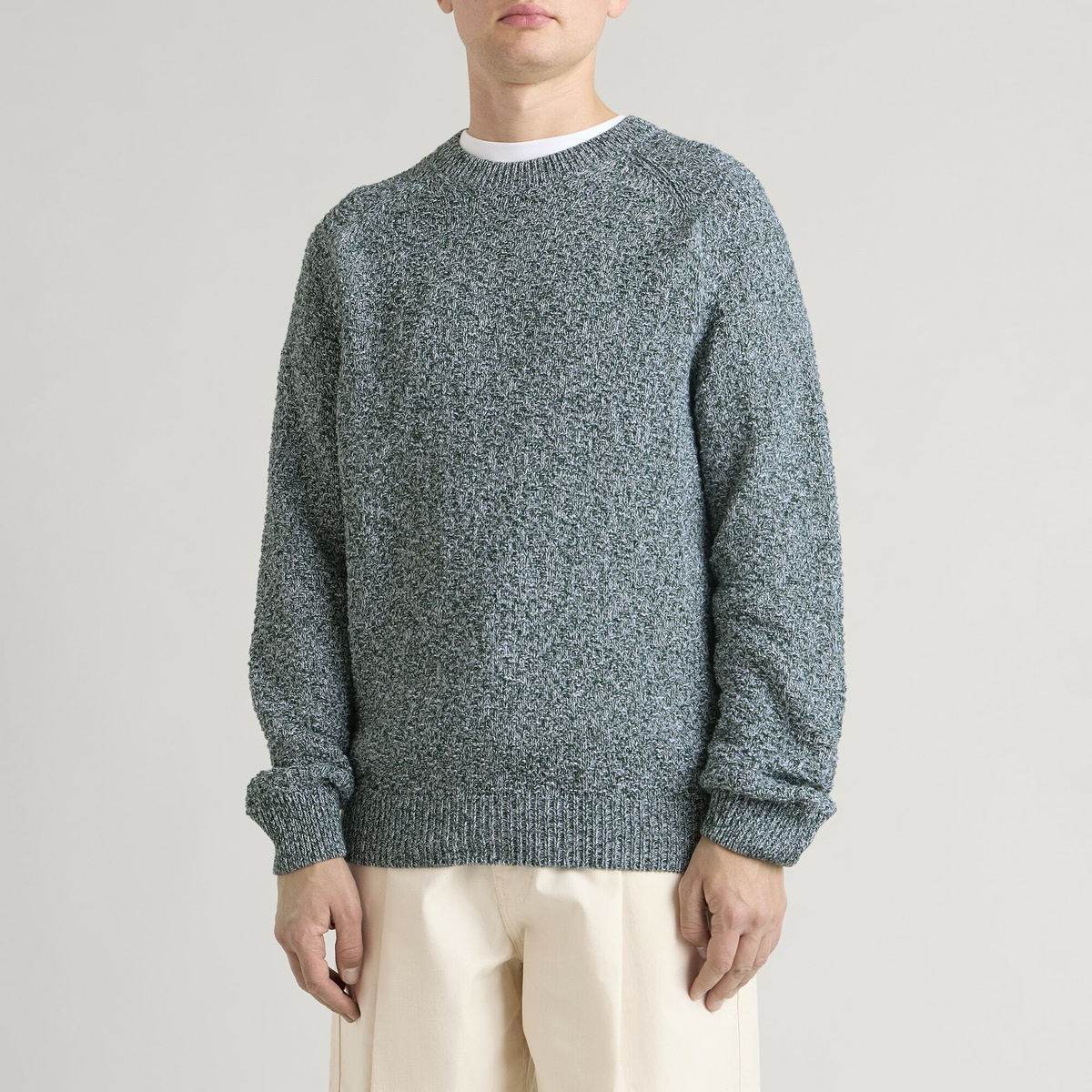 Palmes Men's Knitted Sweater in Dark Green/Off-White