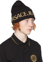 Versace Jeans Couture Black Big Logo Beanie