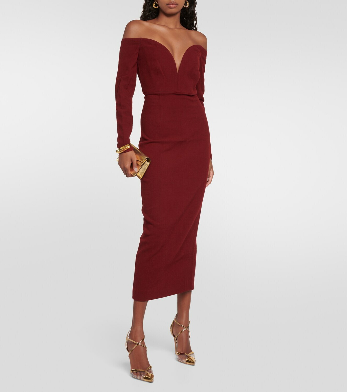 Roland Mouret Off-shoulder wool midi dress Roland Mouret