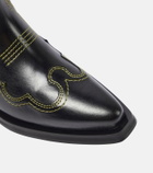 Ganni Embroidered leather cowboy boots