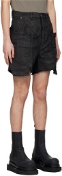 Rick Owens Black Stefan Cargo Denim Shorts