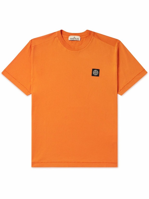 Photo: Stone Island - Logo-Appliquéd Cotton-Jersey T-Shirt - Orange