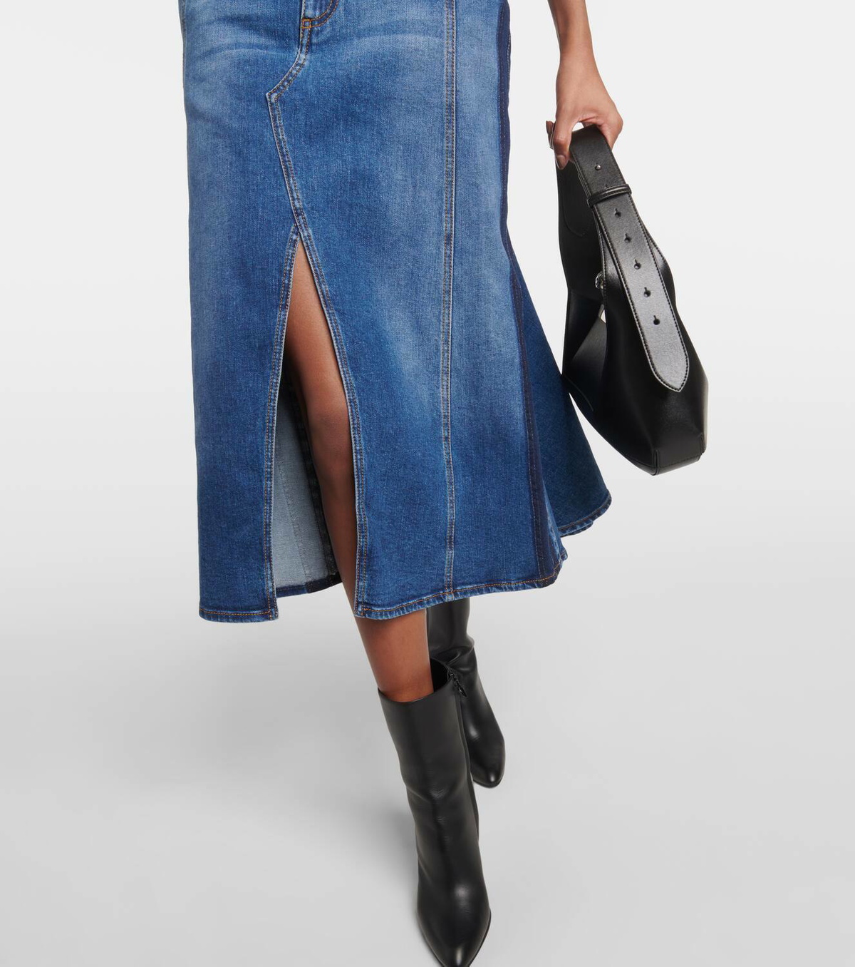 Alexander McQueen Kickback denim midi skirt Alexander McQueen