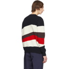 Moncler Tricolor Wool and Mohair Red Wave Sweater