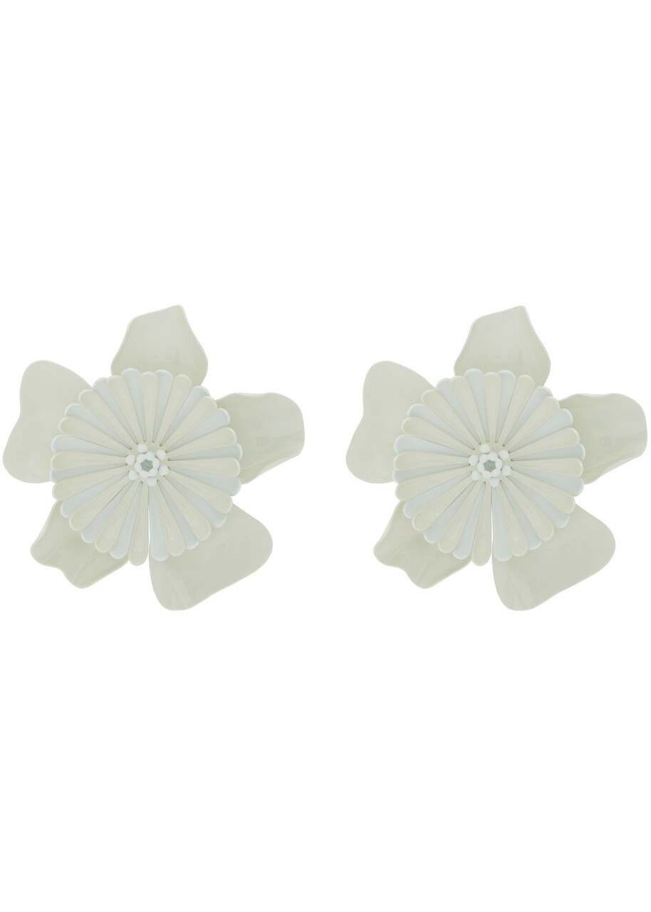 Chloe The Chloé Bloom Enamelled Clip-on Drop Earrings - White - One Size