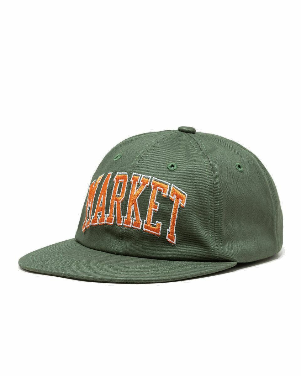 Photo: Market Offset Arc 6 Panel Hat Green/Orange - Mens - Caps