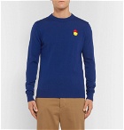 AMI - The Smiley Company Slim-Fit Logo-Embroidered Merino Wool Sweater - Men - Blue