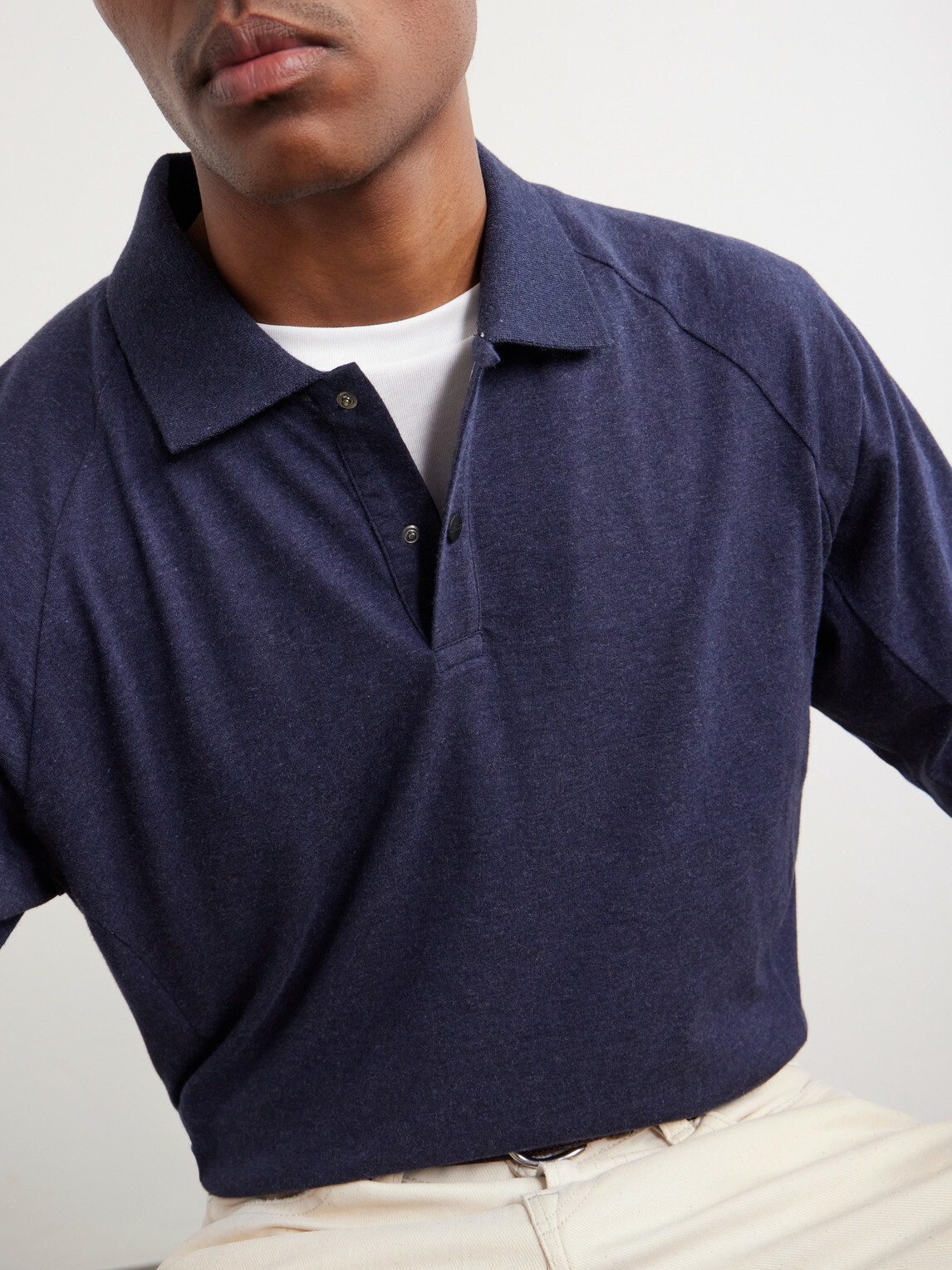 SEASE - Cotton and Cashmere-Blend Jersey Polo Shirt - Blue