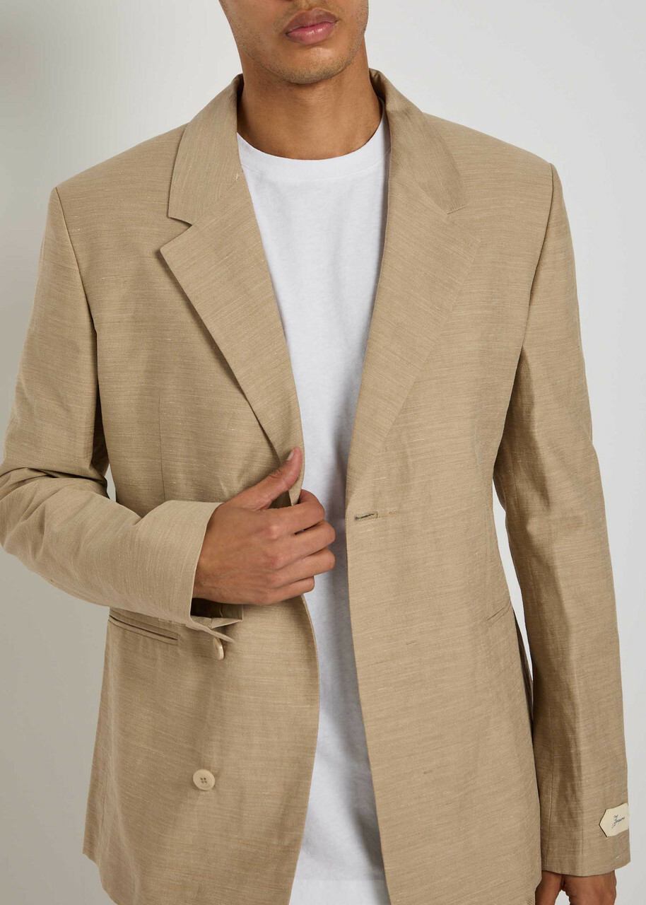 Jacquemus La Veste Melo Slubbed Linen-blend Blazer Beige Jacquemus