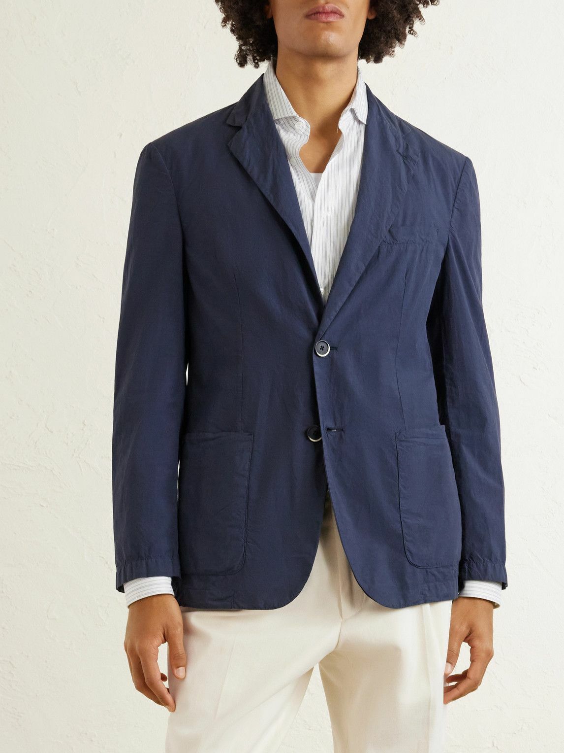 Barena - Borgo Tendon Crinkled Cotton-Poplin Blazer - Blue
