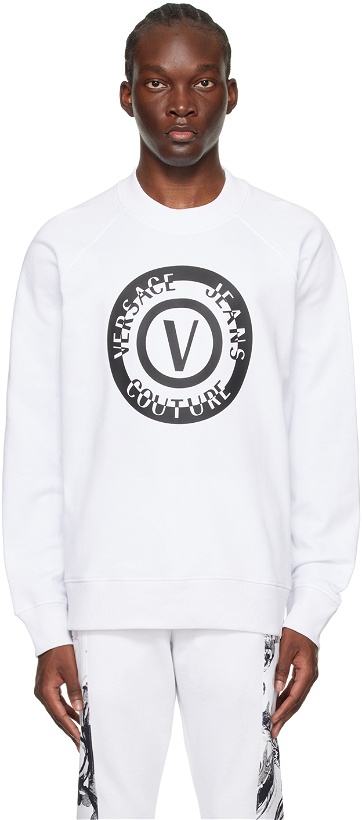 Photo: Versace Jeans Couture White V-Emblem Sweatshirt