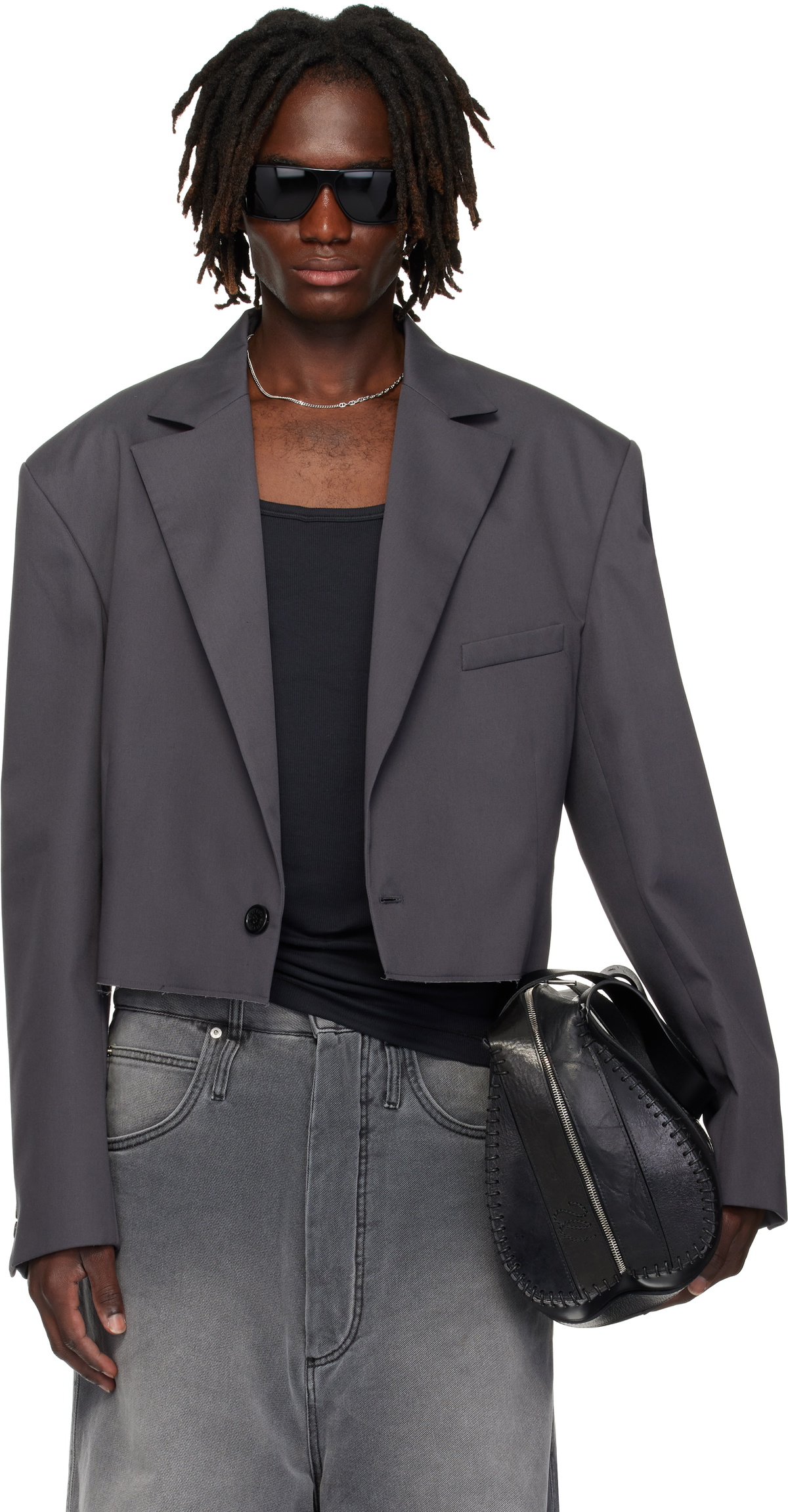 LU'U DAN Gray Slashed Blazer
