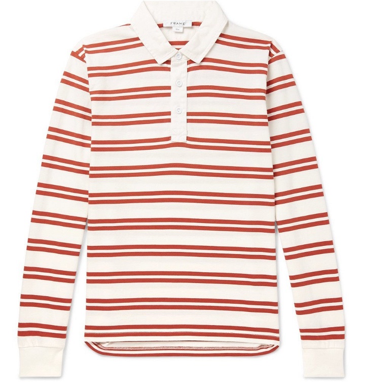 Photo: FRAME - Striped Cotton-Jersey Polo Shirt - Red