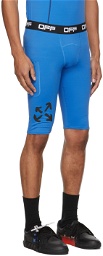 Off-White Blue Active Logo Compression Shorts