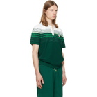 Casablanca Green Boucle Stripe Short Sleeve Polo