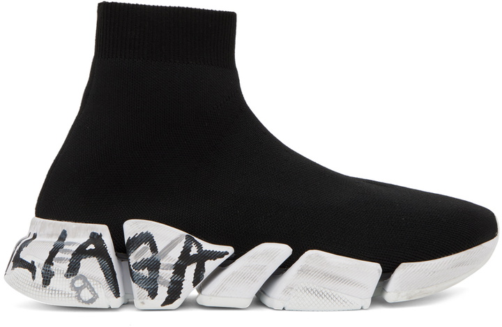 Photo: Balenciaga Black Speed 2.0 Graffiti Sneakers