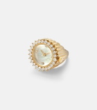 Yvonne Léon L'Horloge 18kt gold and mother-of-pearl ring with diamonds