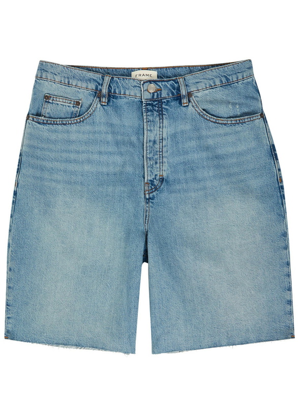 Photo: Frame Baggy Denim Shorts Light Blue
