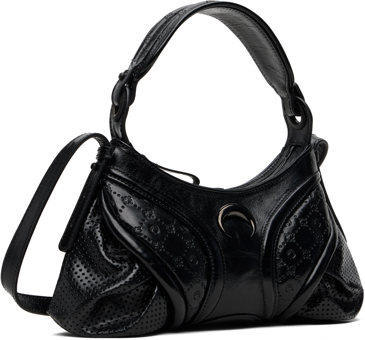 Marine Serre Black Moonogram Leather Futura Mini Bag