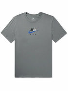 Nike - Connect Slim-Fit Logo-Print Embroidered Cotton-Jersey T-Shirt - Gray