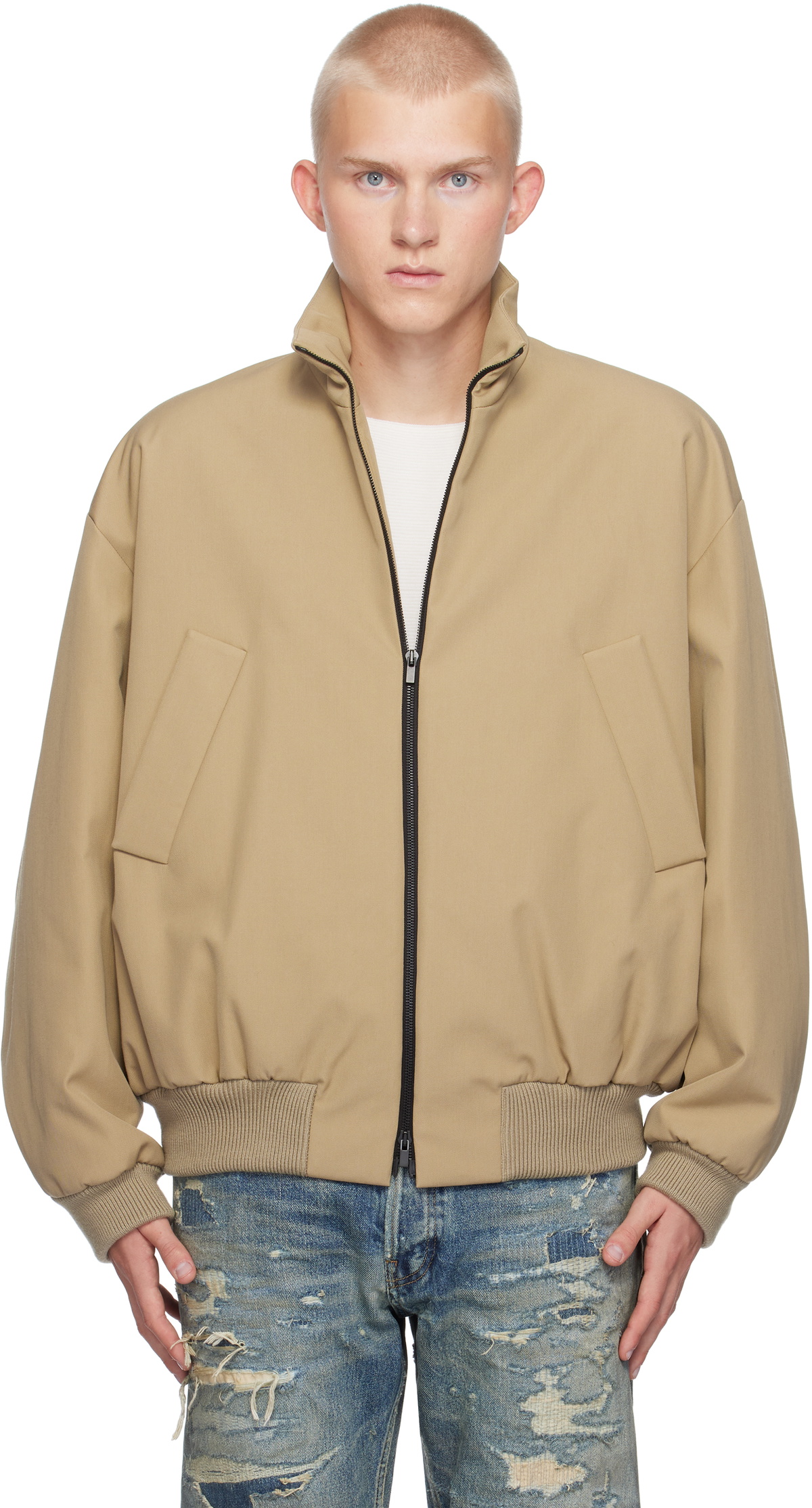 Fear of God Beige Weighted Twill Bomber Jacket Fear Of God