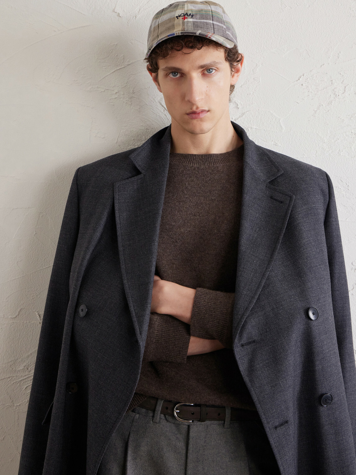 Noah - Logo-Embroidered Checked Wool and Linen-Blend Cap
