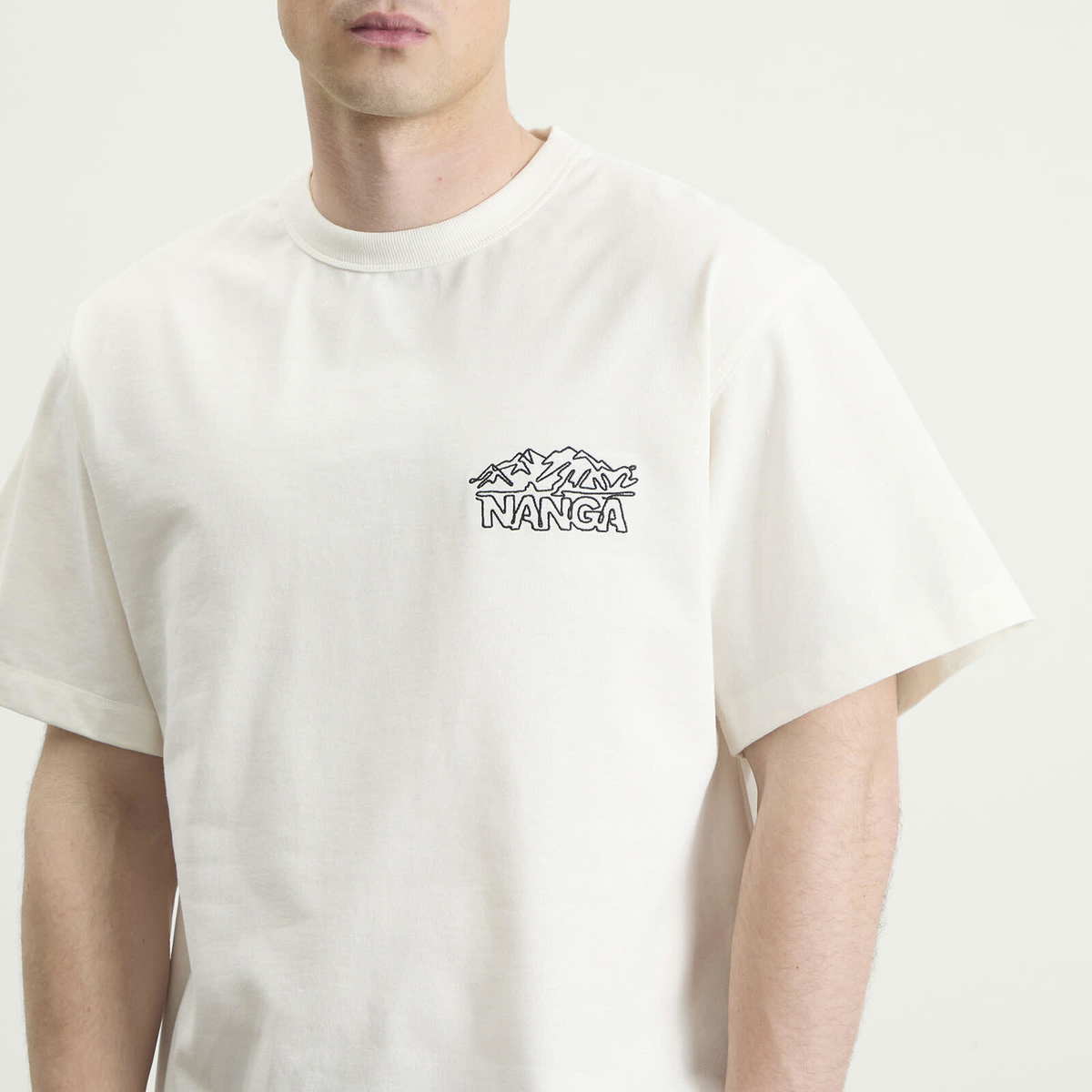 NANGA Men's Eco Hybrid Line Drawing T-Shirt in White