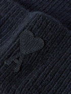 AMI PARIS - Logo-Appliquéd Ribbed Wool Beanie