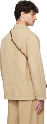 LE17SEPTEMBRE Tan Over-Dyeing Double-Breasted Denim Blazer