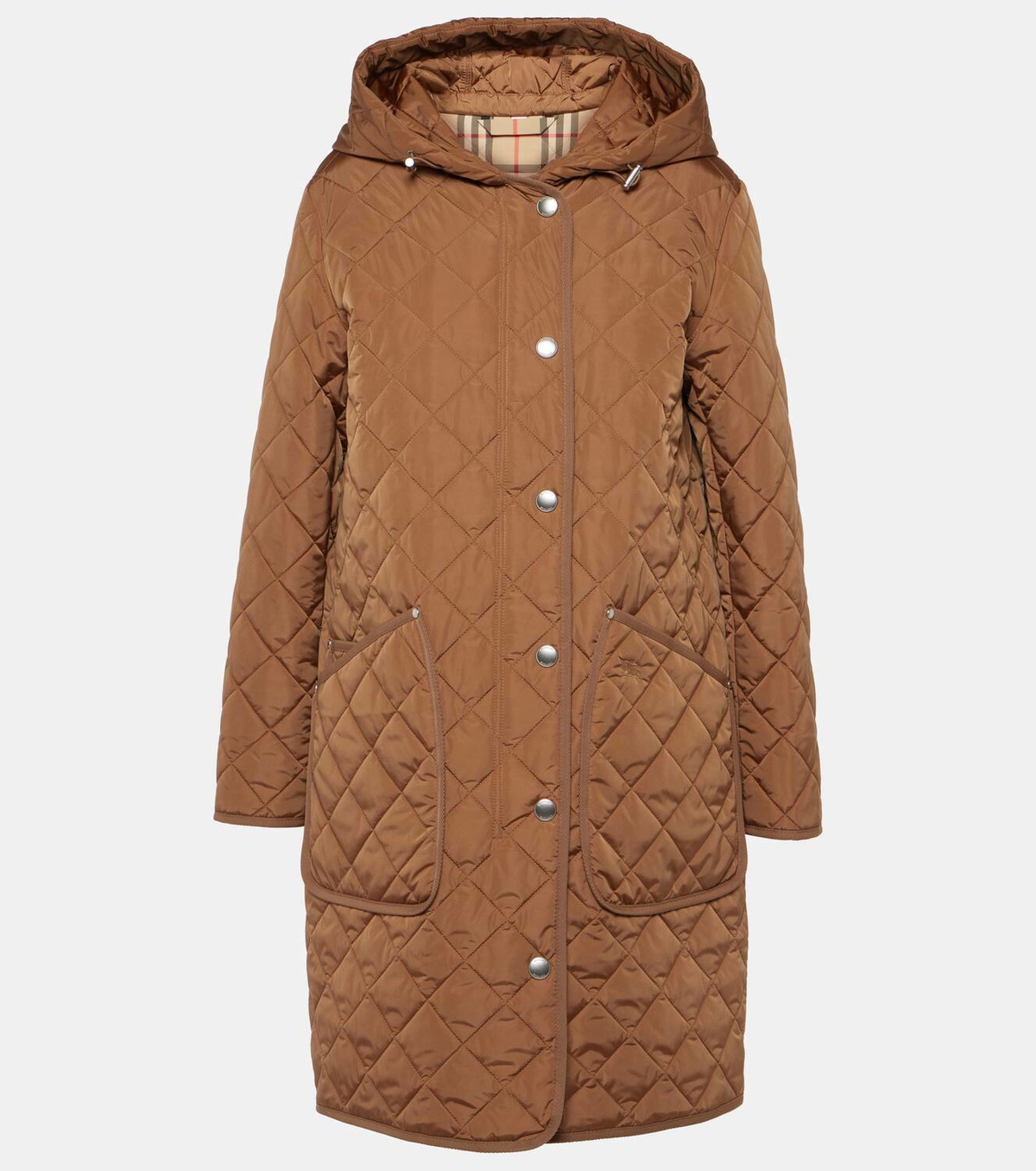 【BURBERRY】Long Quilted Down Jacket Burberry Brit Long Down Nova Check Puffer Jacket Heavy Coat