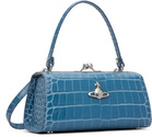 Vivienne Westwood Blue Emboss Croc Leather Doll XL Frame Bag