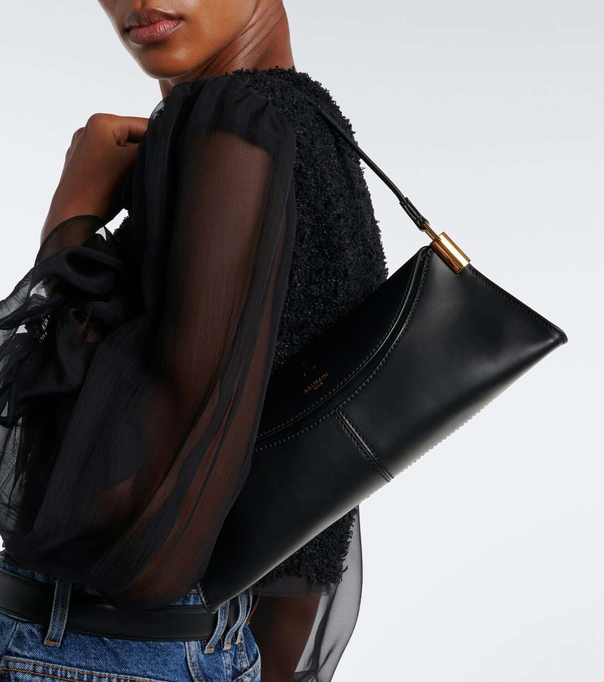 Balmain 64-83 Small leather shoulder bag