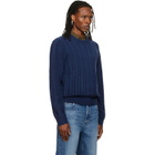 A.P.C. Navy Oversized Cable-Knit Sweater