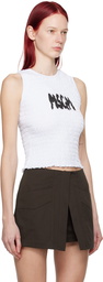 MSGM White Shirred Tank Top