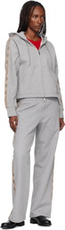 Burberry Gray Check Trim Cotton Zip Hoodie