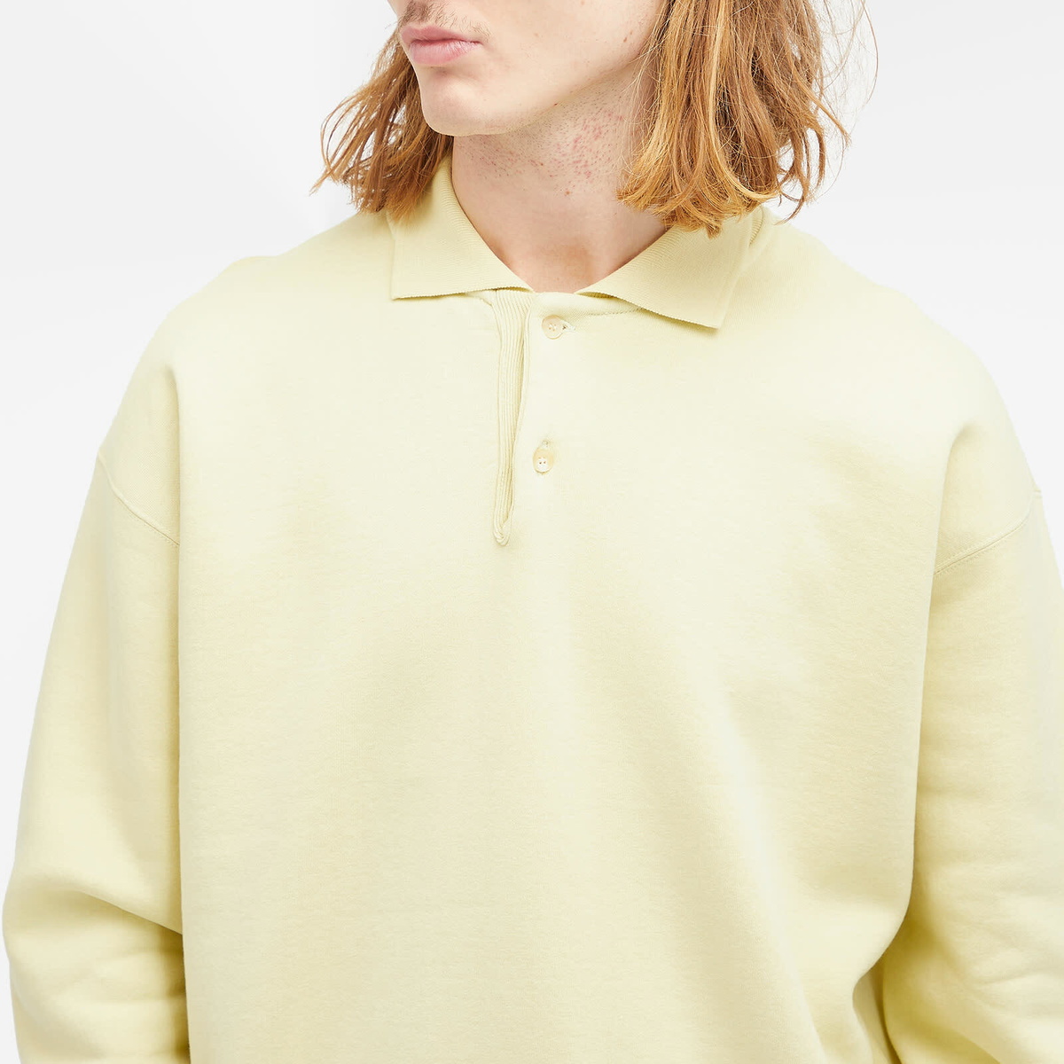 Auralee Smooth Soft Sweat Polo in Olive Brown Curated at