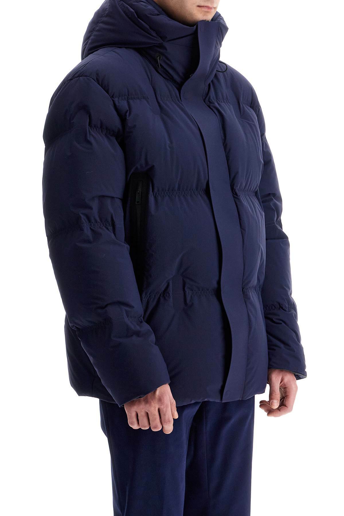 ZEGNA short down jacket with hood Blue
