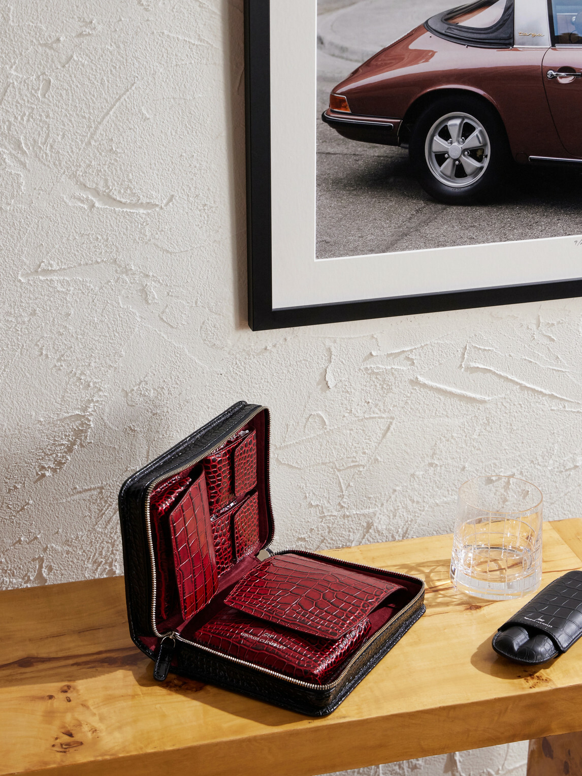 George Cleverley - The Karlin Croc-Effect Leather Cigar Case - Black