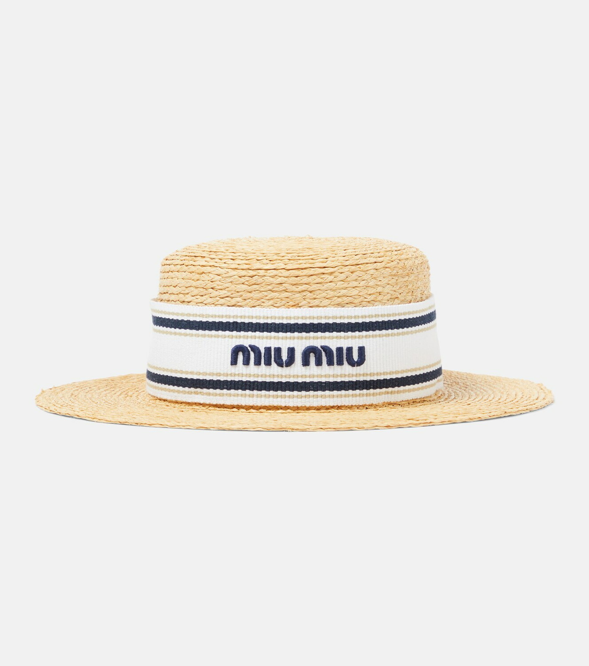 Miu Miu Logo raffia boater hat