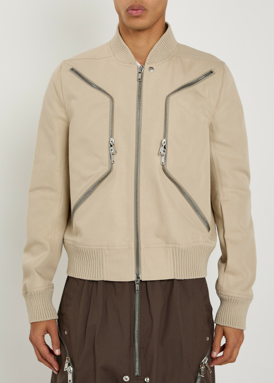 Rick Owens Heizer Flight Canvas Bomber Jacket Sand