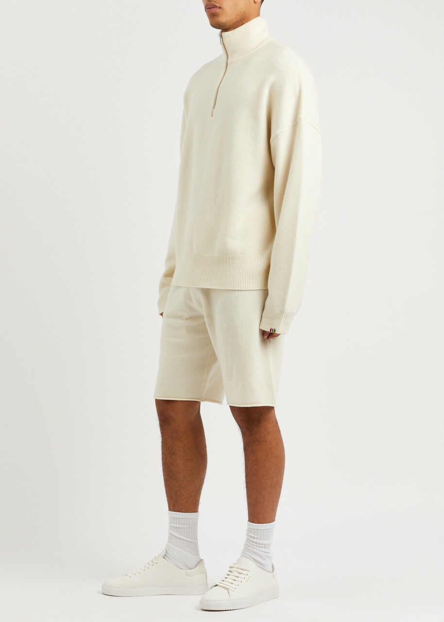 Extreme Cashmere N°235 Hike Half-zip Cashmere-blend Jumper - Cream - One Size
