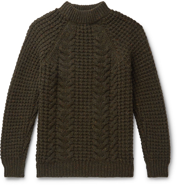 Photo: Kingsman - Cable-Knit Wool and Cashmere-Blend Sweater - Green