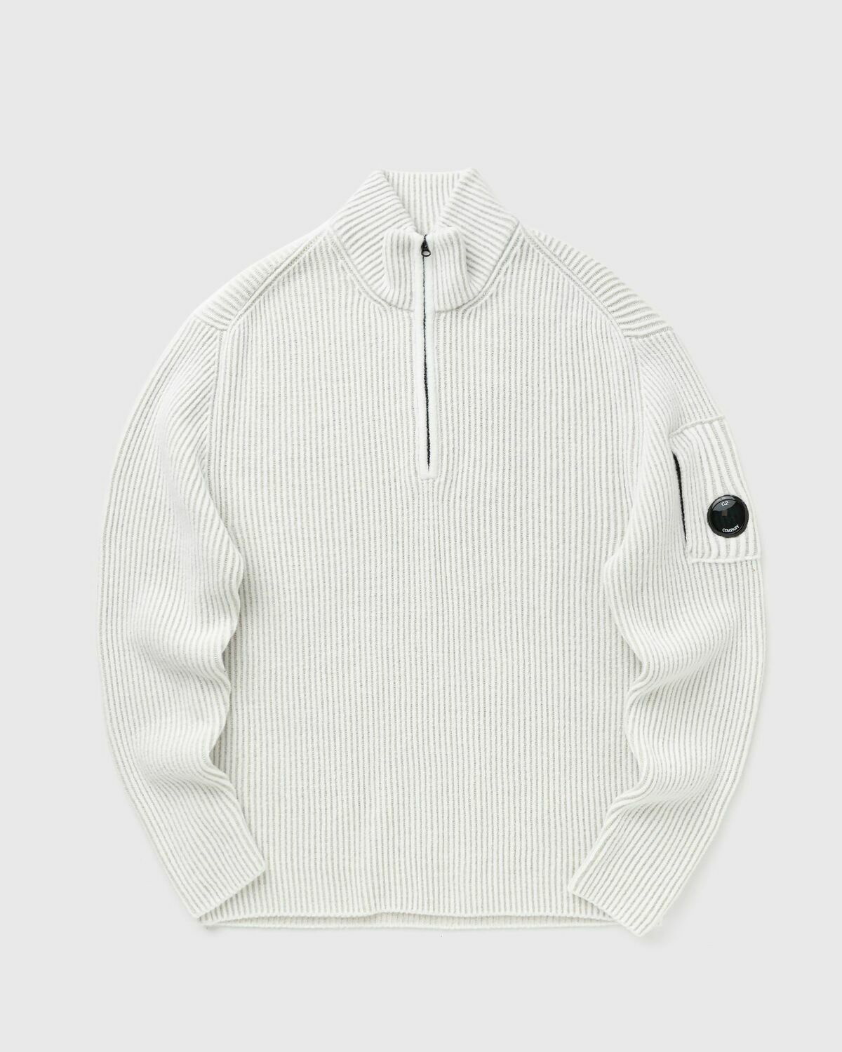 C.P. Company Fleece Knit Half Zip Sweater White Mens Pullover C.P.