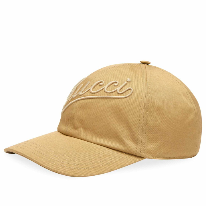 Photo: Gucci Men's Script Logo Cap in Camel