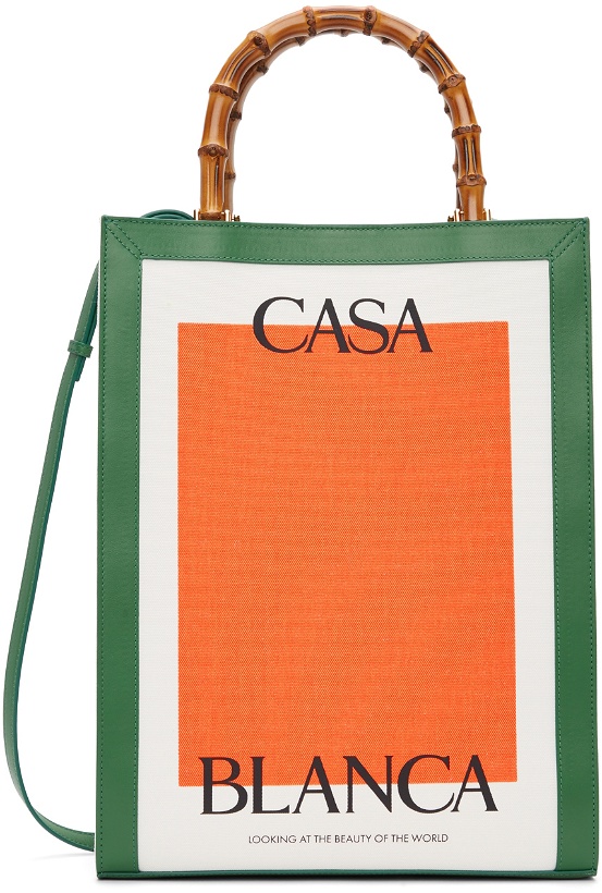 Photo: Casablanca Orange & White Canvas Logo Tote