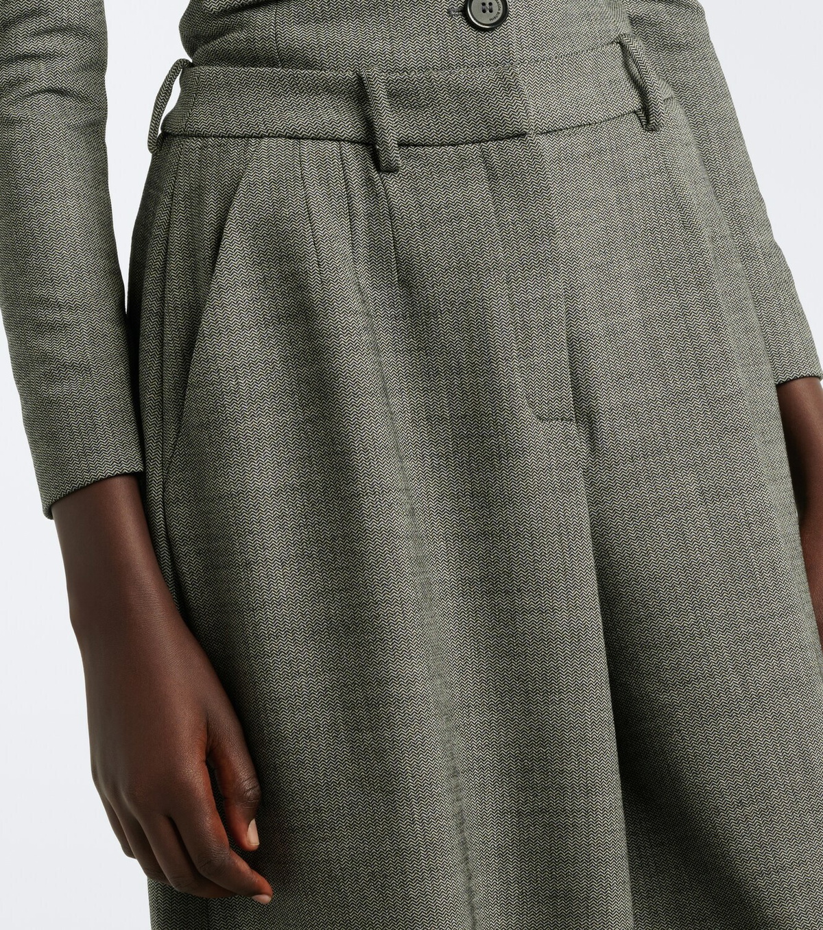 Magda Butrym Herringbone wool-blend barrel-leg pants